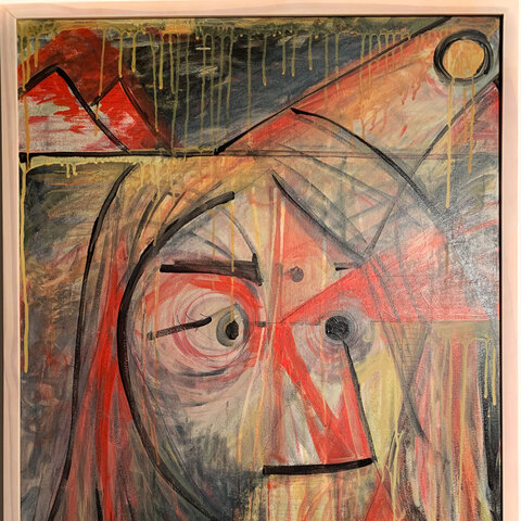 48. Burying the Ancestors. Acrylique et encre sur toile. 36 x 24”. 2025
3 500$