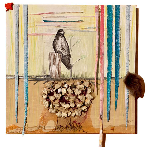 50.  Buse sur la plage. Médiums mixtes sur toile. 16 x 20". 2026.
1 200$