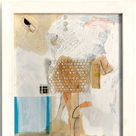 69. La tête dans les nuages. Médiums mixtes sur toile. 20 x 16". 2004.						850$